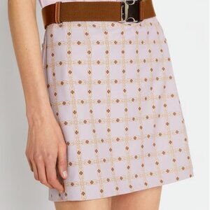 NWT Tory Burch PRINTED WRAP SKORT Skirt Short Chainlink Plaid Lavender Size 0